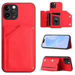 皮膚觸感四卡槽手機殼附手腕帶，適用於 iPhone 12 mini、iPhone 11 Pro Max、iPhone 11、iPhone 11 Pro、iPhone X / XS、iPhone XR、iPhone XS Max、iPhone 7 Plus / 8 Plus