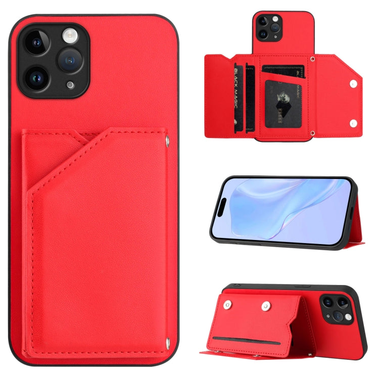 皮膚觸感四卡槽手機殼附手腕帶，適用於 iPhone 12 mini、iPhone 11 Pro Max、iPhone 11、iPhone 11 Pro、iPhone X / XS、iPhone XR、iPhone XS Max、iPhone 7 Plus / 8 Plus