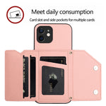 皮膚觸感四卡槽手機殼附手腕帶，適用於 iPhone 12 mini、iPhone 11 Pro Max、iPhone 11、iPhone 11 Pro、iPhone X / XS、iPhone XR、iPhone XS Max、iPhone 7 Plus / 8 Plus