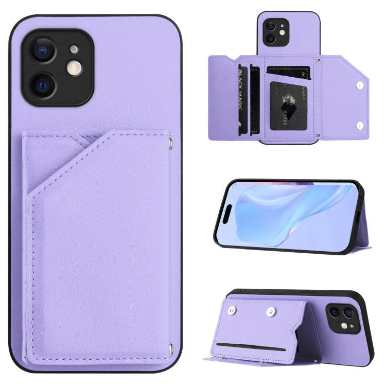 皮膚觸感四卡槽手機殼附手腕帶，適用於 iPhone 12 mini、iPhone 11 Pro Max、iPhone 11、iPhone 11 Pro、iPhone X / XS、iPhone XR、iPhone XS Max、iPhone 7 Plus / 8 Plus