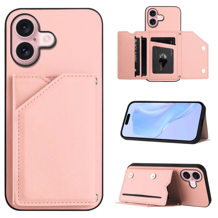 皮膚觸感四卡槽手機殼附手腕帶，適用於 iPhone 17 Pro Max、iPhone 17 Pro、iPhone 17、iPhone Air、iPhone 16 Pro Max、iPhone 16 Pro、iPhone 16 Plus、iPhone 16