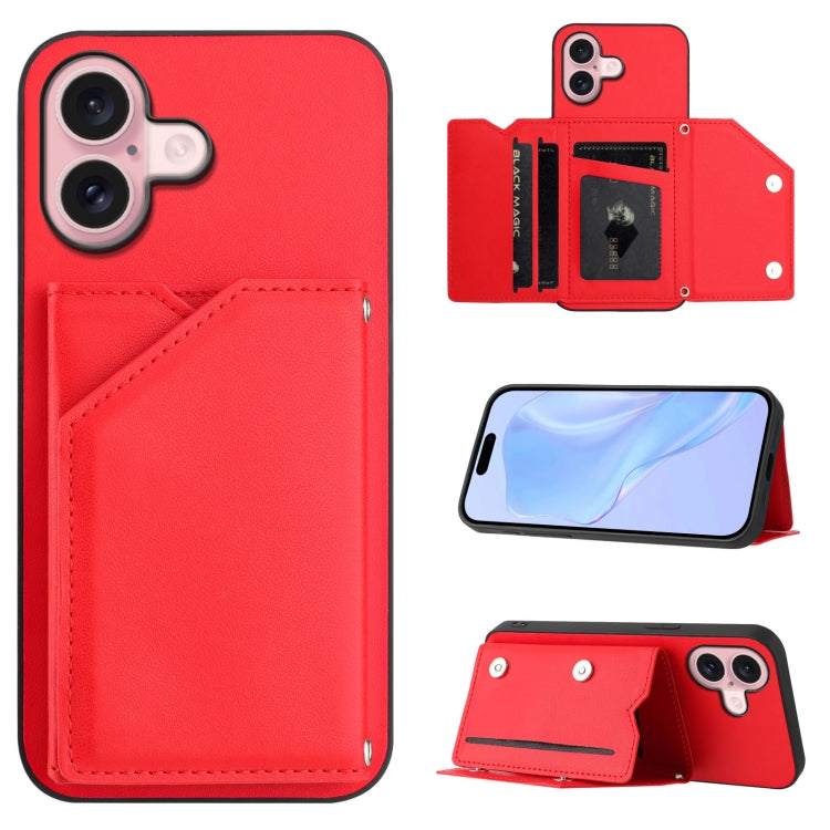 皮膚觸感四卡槽手機殼附手腕帶，適用於 iPhone 17 Pro Max、iPhone 17 Pro、iPhone 17、iPhone Air、iPhone 16 Pro Max、iPhone 16 Pro、iPhone 16 Plus、iPhone 16