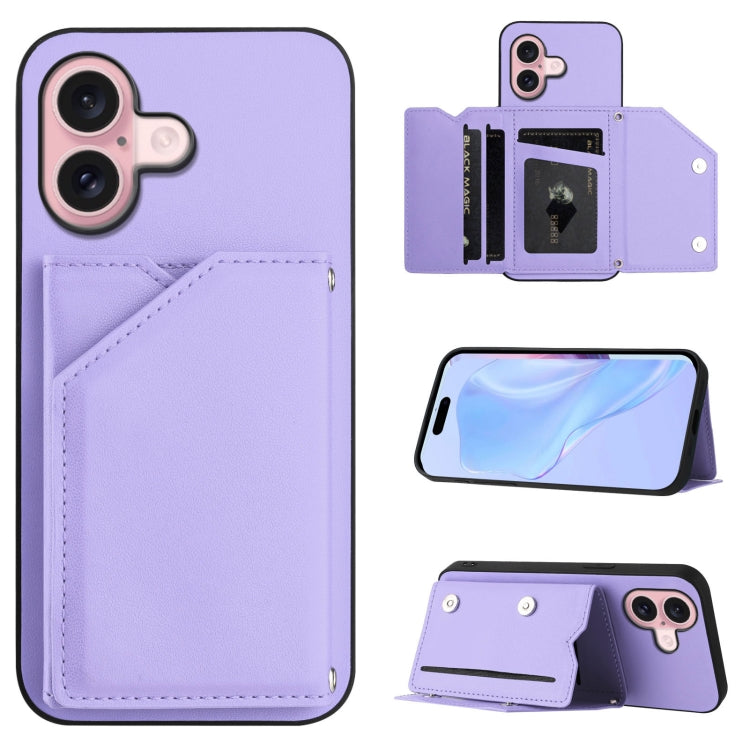 皮膚觸感四卡槽手機殼附手腕帶，適用於 iPhone 17 Pro Max、iPhone 17 Pro、iPhone 17、iPhone Air、iPhone 16 Pro Max、iPhone 16 Pro、iPhone 16 Plus、iPhone 16