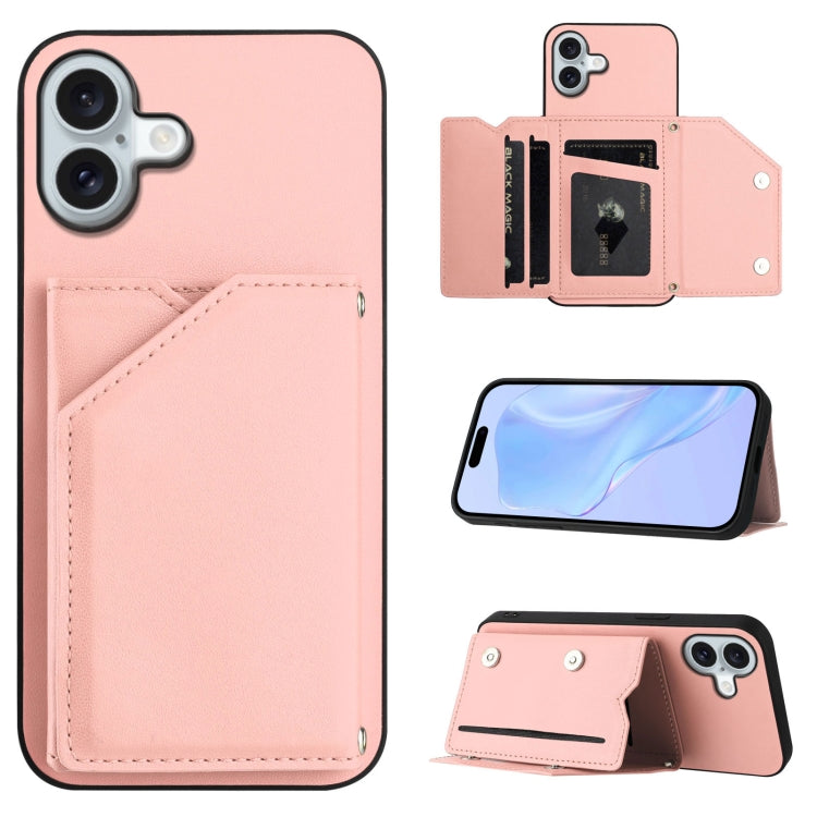 皮膚觸感四卡槽手機殼附手腕帶，適用於 iPhone 17 Pro Max、iPhone 17 Pro、iPhone 17、iPhone Air、iPhone 16 Pro Max、iPhone 16 Pro、iPhone 16 Plus、iPhone 16