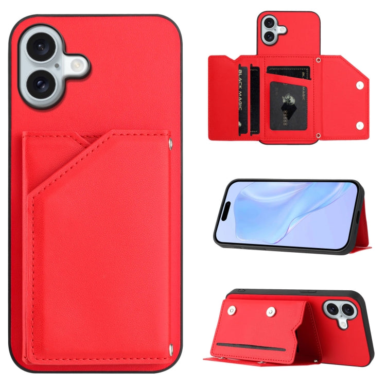 皮膚觸感四卡槽手機殼附手腕帶，適用於 iPhone 17 Pro Max、iPhone 17 Pro、iPhone 17、iPhone Air、iPhone 16 Pro Max、iPhone 16 Pro、iPhone 16 Plus、iPhone 16