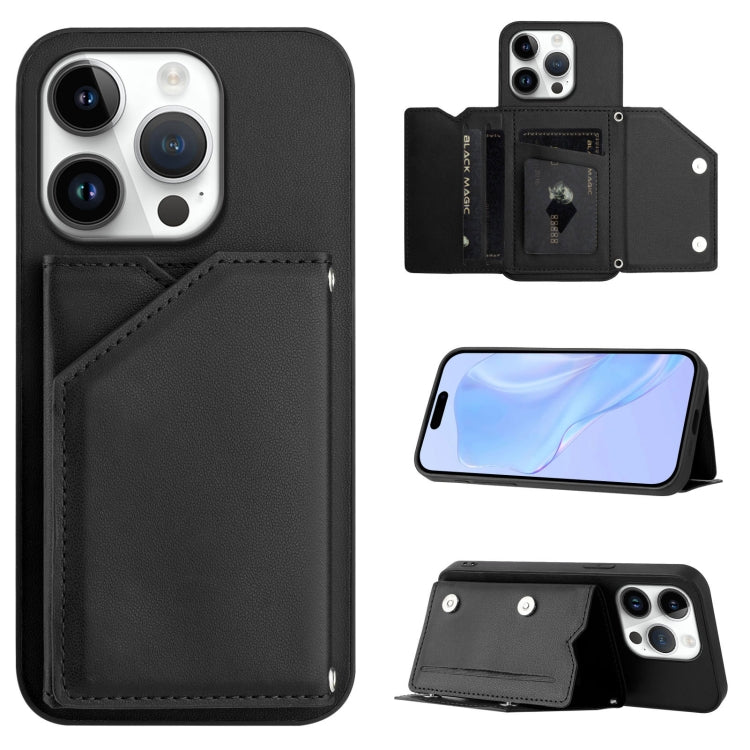 皮膚觸感四卡槽手機殼附手腕帶，適用於 iPhone 17 Pro Max、iPhone 17 Pro、iPhone 17、iPhone Air、iPhone 16 Pro Max、iPhone 16 Pro、iPhone 16 Plus、iPhone 16