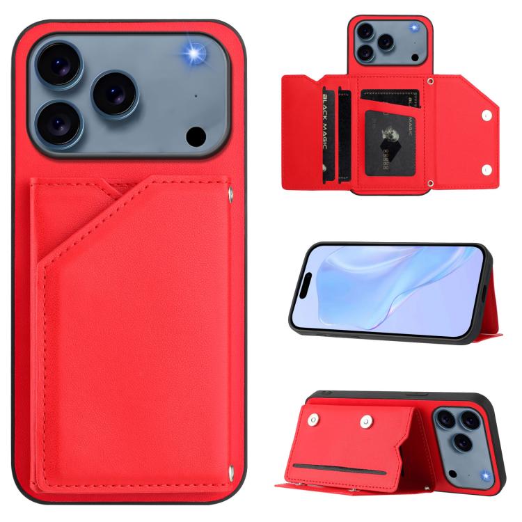 皮膚觸感四卡槽手機殼附手腕帶，適用於 iPhone 17 Pro Max、iPhone 17 Pro、iPhone 17、iPhone Air、iPhone 16 Pro Max、iPhone 16 Pro、iPhone 16 Plus、iPhone 16
