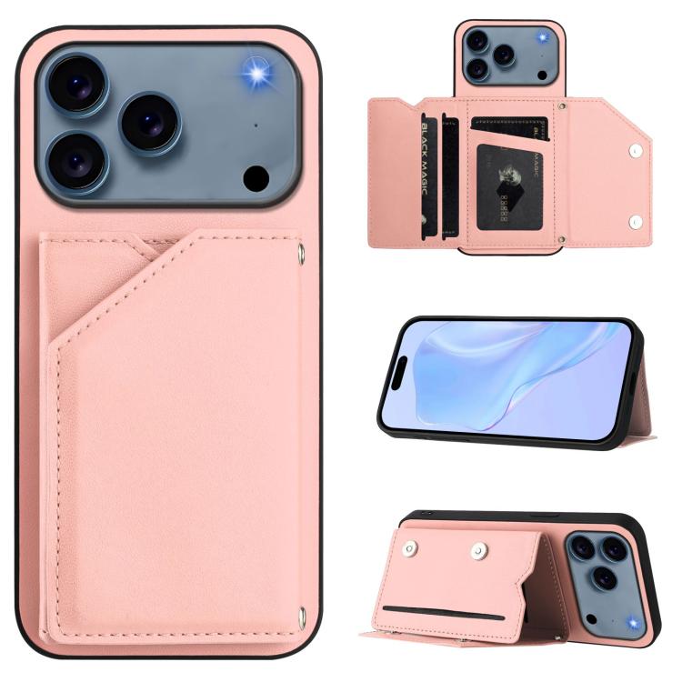 皮膚觸感四卡槽手機殼附手腕帶，適用於 iPhone 17 Pro Max、iPhone 17 Pro、iPhone 17、iPhone Air、iPhone 16 Pro Max、iPhone 16 Pro、iPhone 16 Plus、iPhone 16