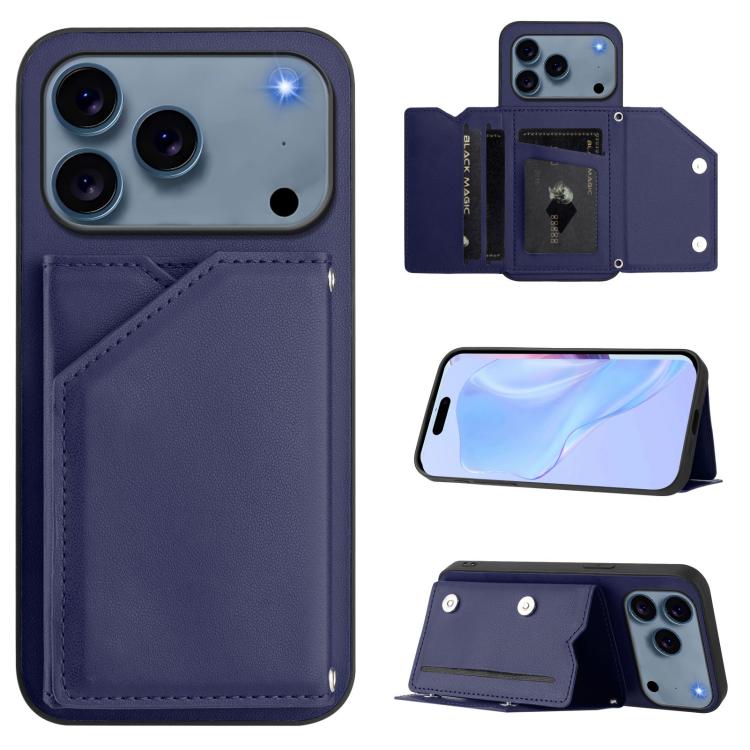 皮膚觸感四卡槽手機殼附手腕帶，適用於 iPhone 17 Pro Max、iPhone 17 Pro、iPhone 17、iPhone Air、iPhone 16 Pro Max、iPhone 16 Pro、iPhone 16 Plus、iPhone 16