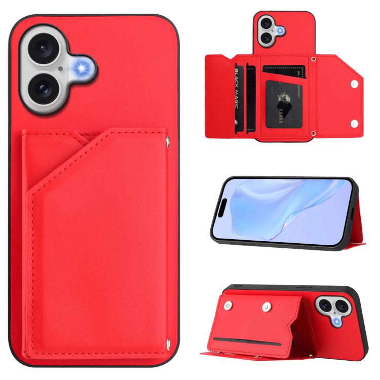 皮膚觸感四卡槽手機殼附手腕帶，適用於 iPhone 17 Pro Max、iPhone 17 Pro、iPhone 17、iPhone Air、iPhone 16 Pro Max、iPhone 16 Pro、iPhone 16 Plus、iPhone 16