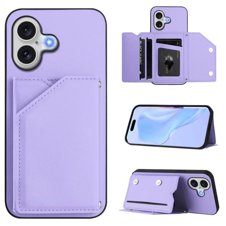 皮膚觸感四卡槽手機殼附手腕帶，適用於 iPhone 17 Pro Max、iPhone 17 Pro、iPhone 17、iPhone Air、iPhone 16 Pro Max、iPhone 16 Pro、iPhone 16 Plus、iPhone 16