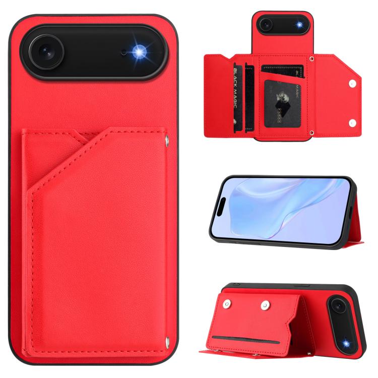 皮膚觸感四卡槽手機殼附手腕帶，適用於 iPhone 17 Pro Max、iPhone 17 Pro、iPhone 17、iPhone Air、iPhone 16 Pro Max、iPhone 16 Pro、iPhone 16 Plus、iPhone 16