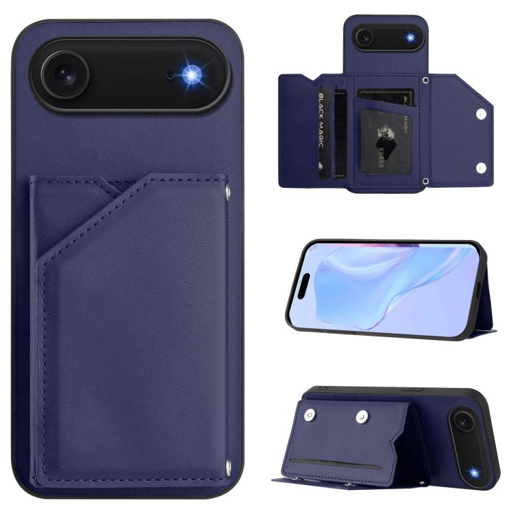 皮膚觸感四卡槽手機殼附手腕帶，適用於 iPhone 17 Pro Max、iPhone 17 Pro、iPhone 17、iPhone Air、iPhone 16 Pro Max、iPhone 16 Pro、iPhone 16 Plus、iPhone 16