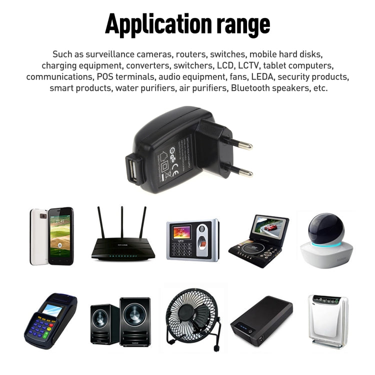 HYT-0500500EW 5V 1A USB 埠電源適配器，5V 1A，歐規插頭