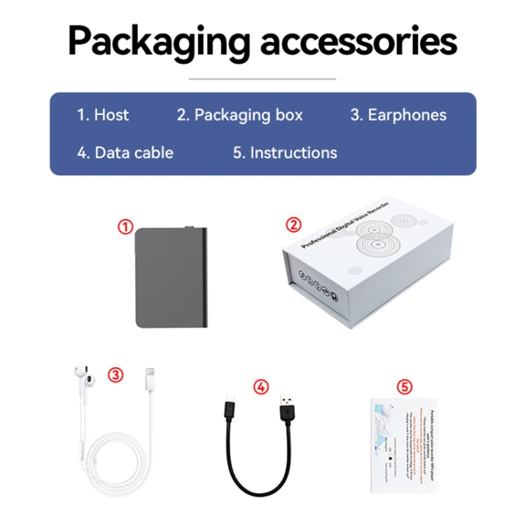 Q61A 超薄高清降噪錄音筆 支援 APP 控制，8GB，16GB，32GB，64GB，128GB
