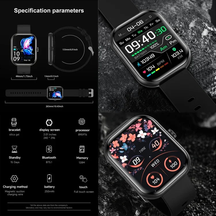 ZW65 2.01 吋健身智慧手錶，血氧 / 血壓 / 心率