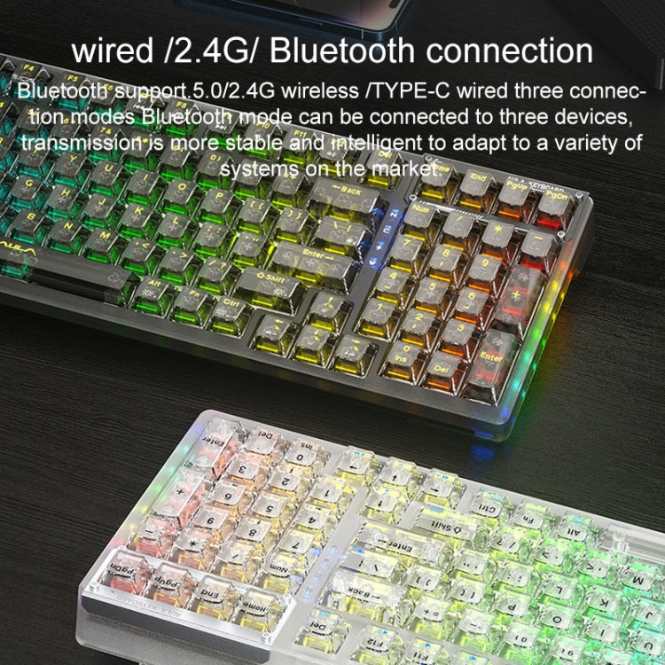 AULA F98Pro V3 99鍵有線/2.4G/藍牙三模RGB機械鍵盤，冰晶軸