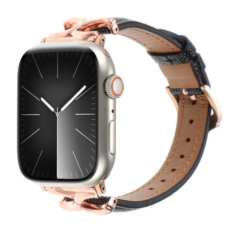 X形扣真皮錶帶，適用於 Apple Watch 46mm / 49mm / 45mm / 44mm，適用於 Apple Watch 42mm / 41mm / 40mm / 38mm
