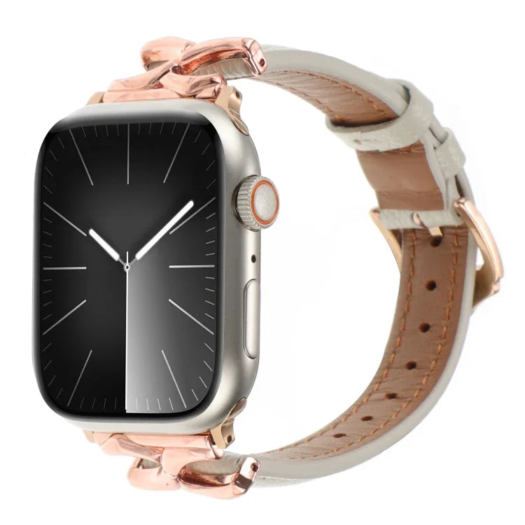 X形扣真皮錶帶，適用於 Apple Watch 46mm / 49mm / 45mm / 44mm，適用於 Apple Watch 42mm / 41mm / 40mm / 38mm