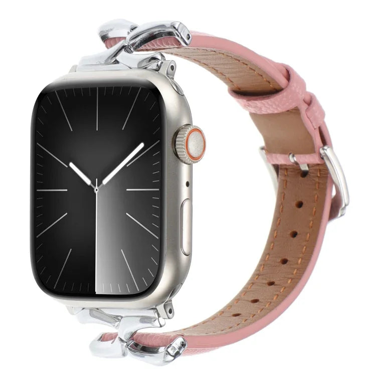 X形扣真皮錶帶，適用於 Apple Watch 46mm / 49mm / 45mm / 44mm，適用於 Apple Watch 42mm / 41mm / 40mm / 38mm