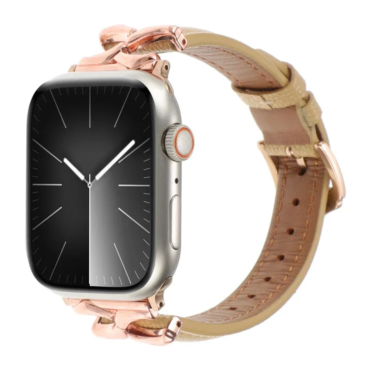 X形扣真皮錶帶，適用於 Apple Watch 46mm / 49mm / 45mm / 44mm，適用於 Apple Watch 42mm / 41mm / 40mm / 38mm