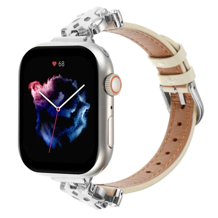 豹頭真皮錶帶，適用於 Apple Watch 46mm / 49mm / 45mm / 44mm，適用於 Apple Watch 42mm / 41mm / 40mm / 38mm