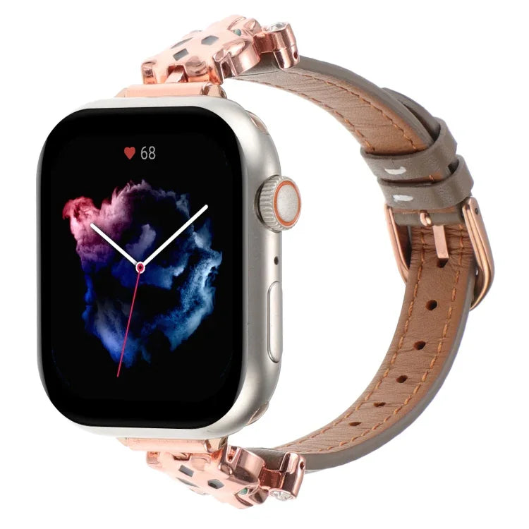 豹頭真皮錶帶，適用於 Apple Watch 46mm / 49mm / 45mm / 44mm，適用於 Apple Watch 42mm / 41mm / 40mm / 38mm
