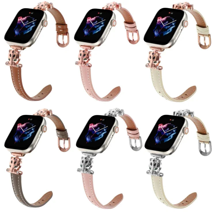 豹頭真皮錶帶，適用於 Apple Watch 46mm / 49mm / 45mm / 44mm，適用於 Apple Watch 42mm / 41mm / 40mm / 38mm