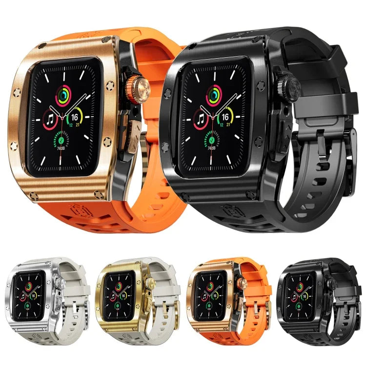 RedPepper 裝甲金屬殼一體式矽膠錶帶，適用於 Apple Watch 44mm / 45mm