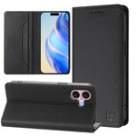 RC01 雙折磁吸 RFID 皮革手機殼，適用於 iPhone 16 Pro、iPhone 16 Plus、iPhone 16、iPhone 15 Pro Max、iPhone 15 Pro、iPhone 15 Plus