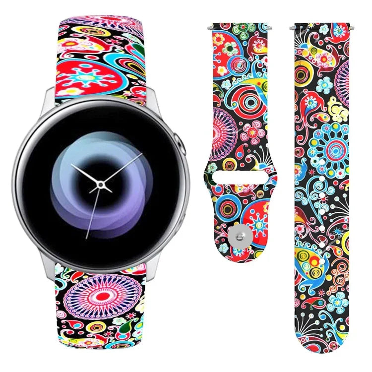 20mm 反向扣印花矽膠錶帶，適用於 Samsung Galaxy Active2
