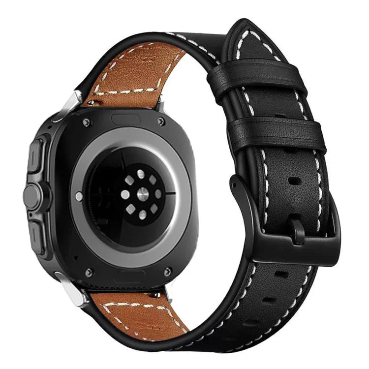黑色扣真皮錶帶，適用於 Samsung Galaxy Watch Ultra 47mm / Ultra 2025
