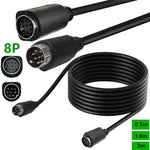 90度 mini DIN 8針電視音訊轉接線 S-Video 電視盒線，0.5m、1.8m、3m