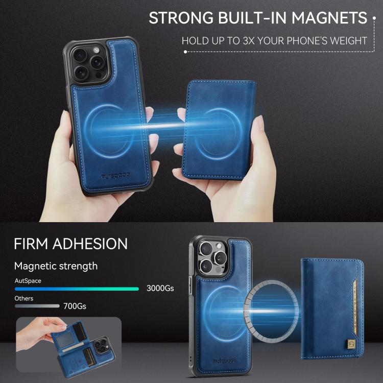 AutSpace A13 MagSafe 磁吸 RFID 翻蓋卡包手機殼，適用於 iPhone 12 Pro Max、iPhone 12 Pro