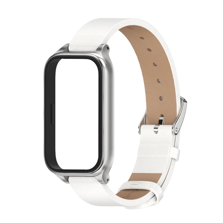 Mijobs Metal Shell Microfiber PU Leather Watch Band, For Xiaomi Smart Band 9 Active / Redmi Band 3