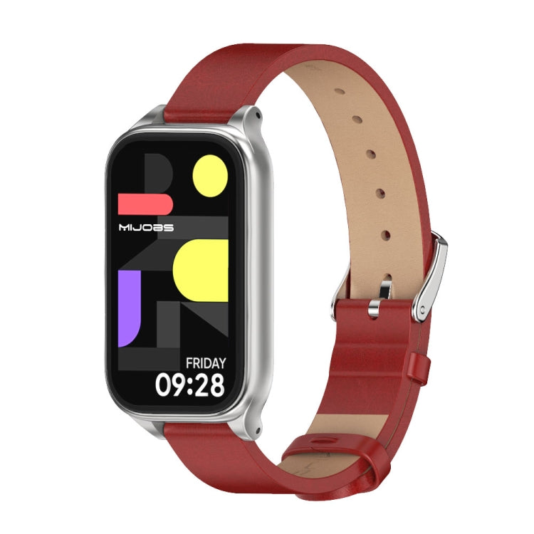 Mijobs Metal Shell Microfiber PU Leather Watch Band, For Xiaomi Smart Band 9 Active / Redmi Band 3