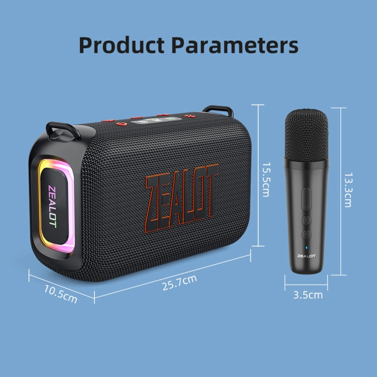 Zealot S85M 50W Outdoor Portable Bluetooth Speaker with Microphone, S85 + 1 Mic