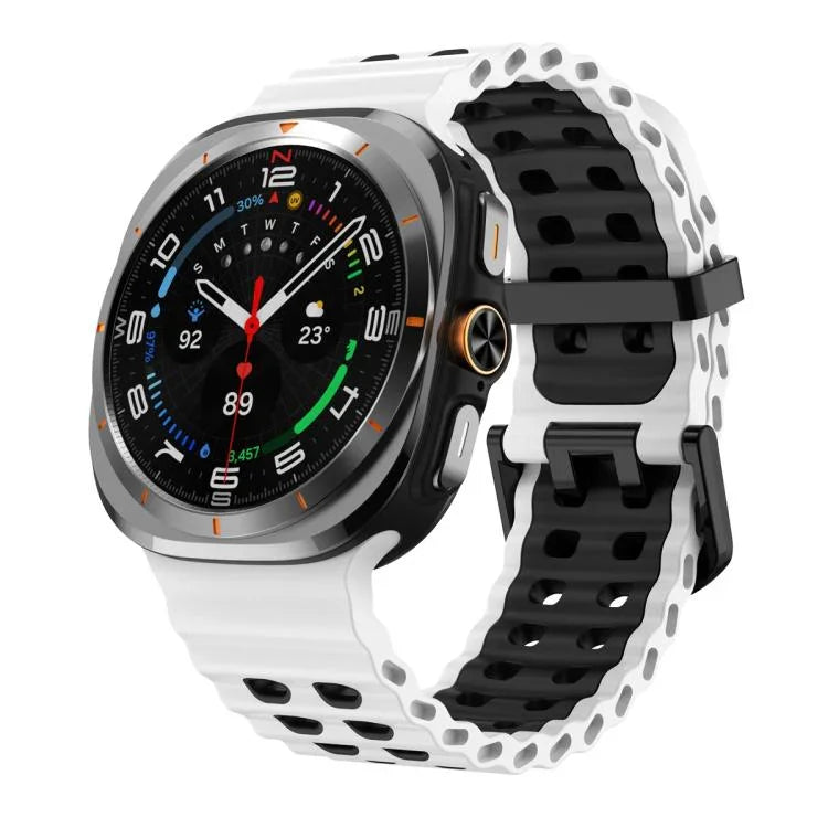 海洋雙色雙排孔矽膠錶帶，適用於 Samsung Galaxy Watch Ultra 47mm / Ultra 2025