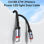 Yesido CA182 PD27W 3A USB-C / Type-C 轉 8 Pin 充電數據線，長度：1.2米，CA182