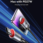 Yesido CA182 PD27W 3A USB-C / Type-C 轉 8 Pin 充電數據線，長度：1.2米，CA182