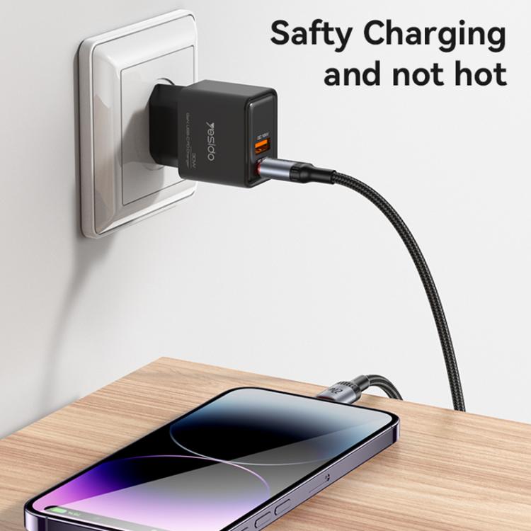 Yesido CA182 PD27W 3A USB-C / Type-C 轉 8 Pin 充電數據線，長度：1.2米，CA182