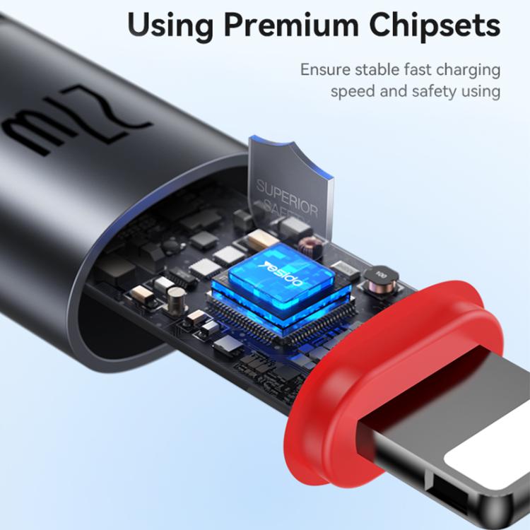 Yesido CA184 PD27W 3A USB-C / Type-C 轉 8 Pin 充電數據線，長度：2米，CA184