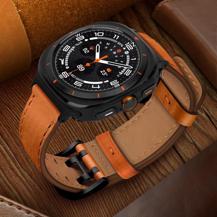 雙扣真皮錶帶，適用於 Samsung Galaxy Watch Ultra / Ultra 2025，適用於 Samsung Galaxy Watch8 / Watch8 Classic