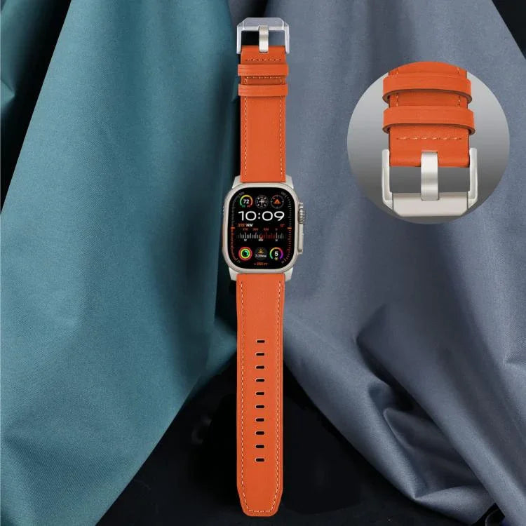 鈦扣納帕真皮錶帶，適用於 Apple Watch 46mm / 49mm / 45mm / 44mm