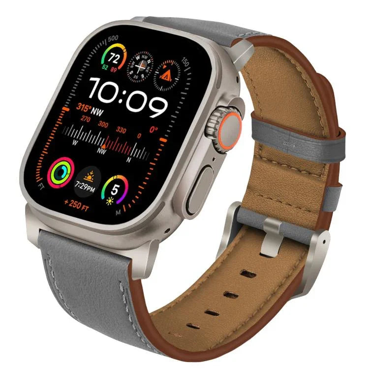 鈦扣納帕真皮錶帶，適用於 Apple Watch 46mm / 49mm / 45mm / 44mm