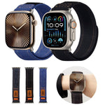 丹寧尼龍魔鬼氈帆布錶帶，適用於 Apple Watch 46mm / 49mm / 45mm / 44mm，適用於 Apple Watch 42mm / 41mm / 40mm / 38mm