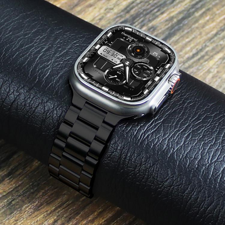 Norman 錶扣三節不鏽鋼錶帶，適用於 Apple Watch 46mm / 49mm / 45mm / 44mm