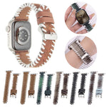 復古縫線羊毛真皮錶帶，適用於 Apple Watch 46mm / 49mm / 45mm / 44mm，適用於 Apple Watch 42mm / 41mm / 40mm / 38mm