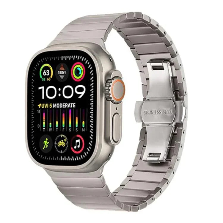蝴蝶扣單珠鈦合金錶帶，適用於 Apple Watch 46mm / 49mm / 45mm / 44mm