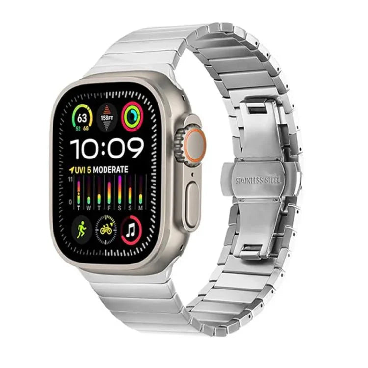 蝴蝶扣單珠鈦合金錶帶，適用於 Apple Watch 46mm / 49mm / 45mm / 44mm